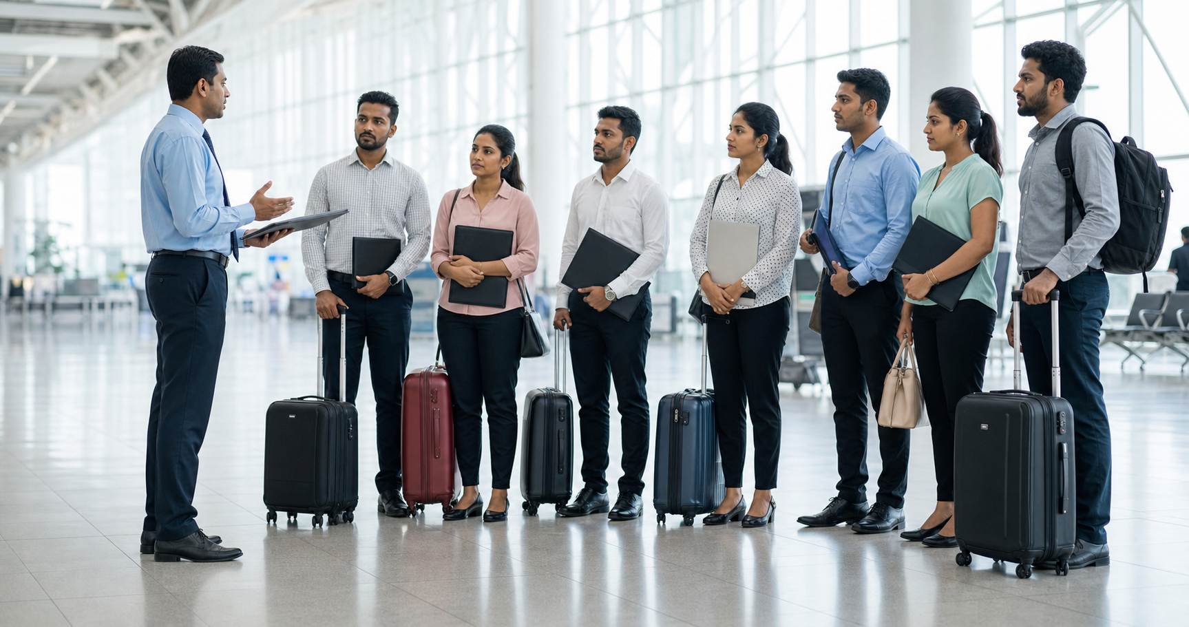 Representative overseas deployment preparation at an airport