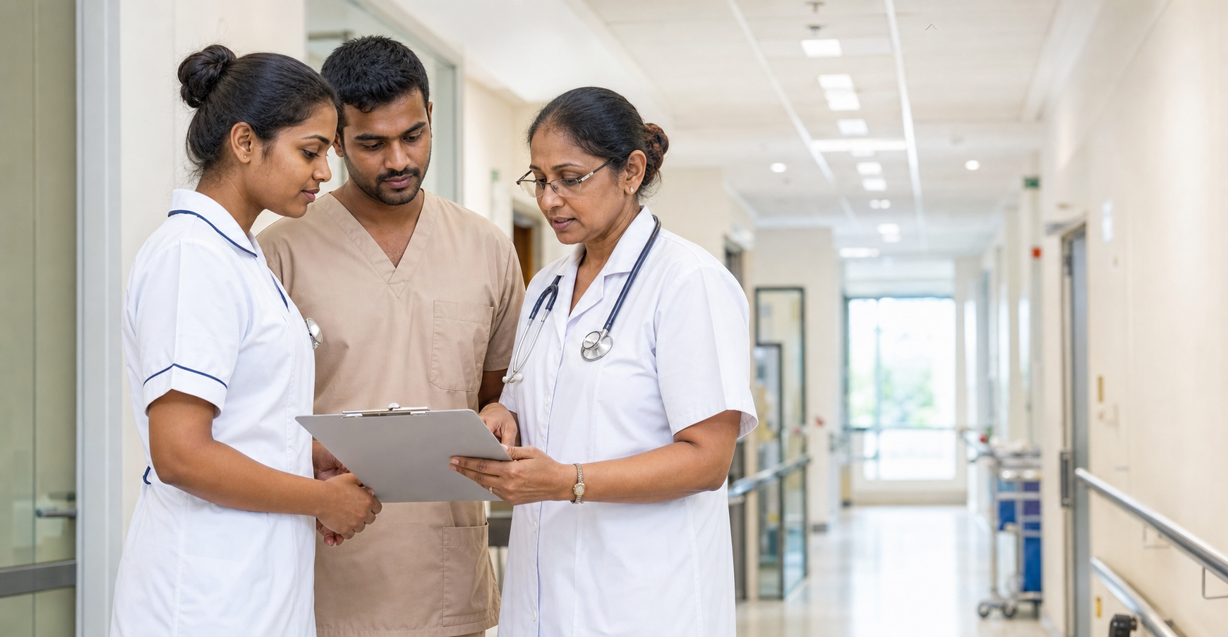 Representative Sri Lankan healthcare workforce in a clinical setting